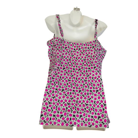 A&H Sportswear Womens 26W Tankini Top Plus Size Swimsuit Pink Black Polka Dots - Picture 5 of 16